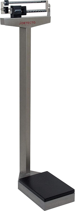 Detecto 337S Stainless Steel Mechanical Eye-Level Physician's Scale, Stainless Steel, Weighbeam, 400 lb x 4 oz / 175 kg x 100 g