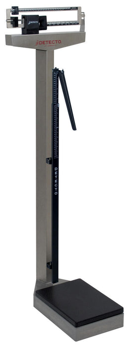 Detecto 339S Stainless Steel Mechanical Eye-Level Physician's Scale, Weighbeam, 400 lb x 4 oz / 175 kg x 100 g, Height Rod