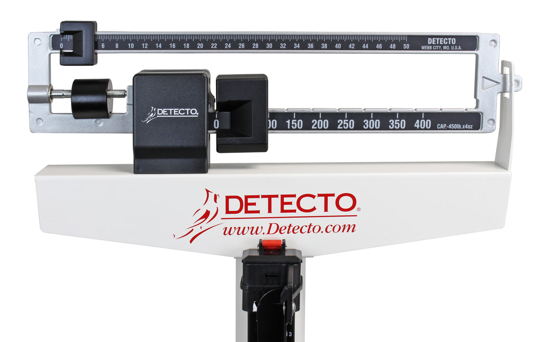 Detecto 439 Mechanical Eye-Level Physician's Scale, Weigh Beam, 450 lb x 4 oz, Height Rod