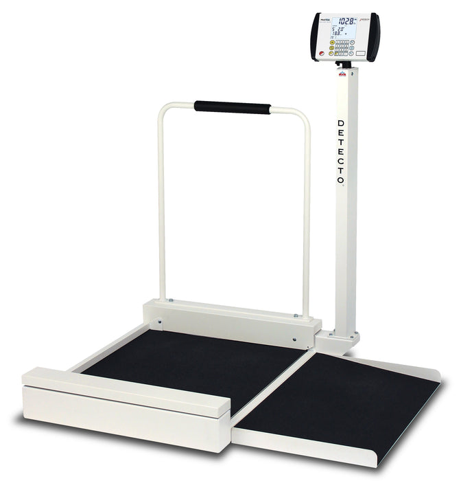 Detecto 6495-C-AC Digital Wheelchair Scale, Stationary, 800 lb x .2 lb / 360 kg x .1 kg, BT / WiFi, AC Adapter