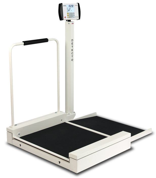 Detecto 6495-AC Digital Wheelchair Scale, Stationary, 800 lb x .2 lb / 360 kg x .1 kg, AC Adapter Included