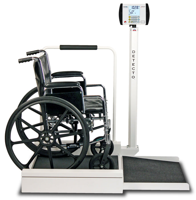Detecto 6495-AC Digital Wheelchair Scale, Stationary, 800 lb x .2 lb / 360 kg x .1 kg, AC Adapter Included