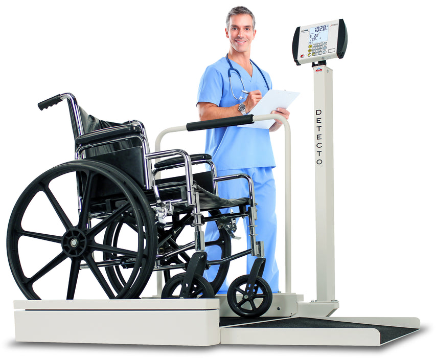Detecto 6495-C Digital Wheelchair Scale, Stationary, 800 lb x .2 lb / 360 kg x .1 kg, BT / WiFi