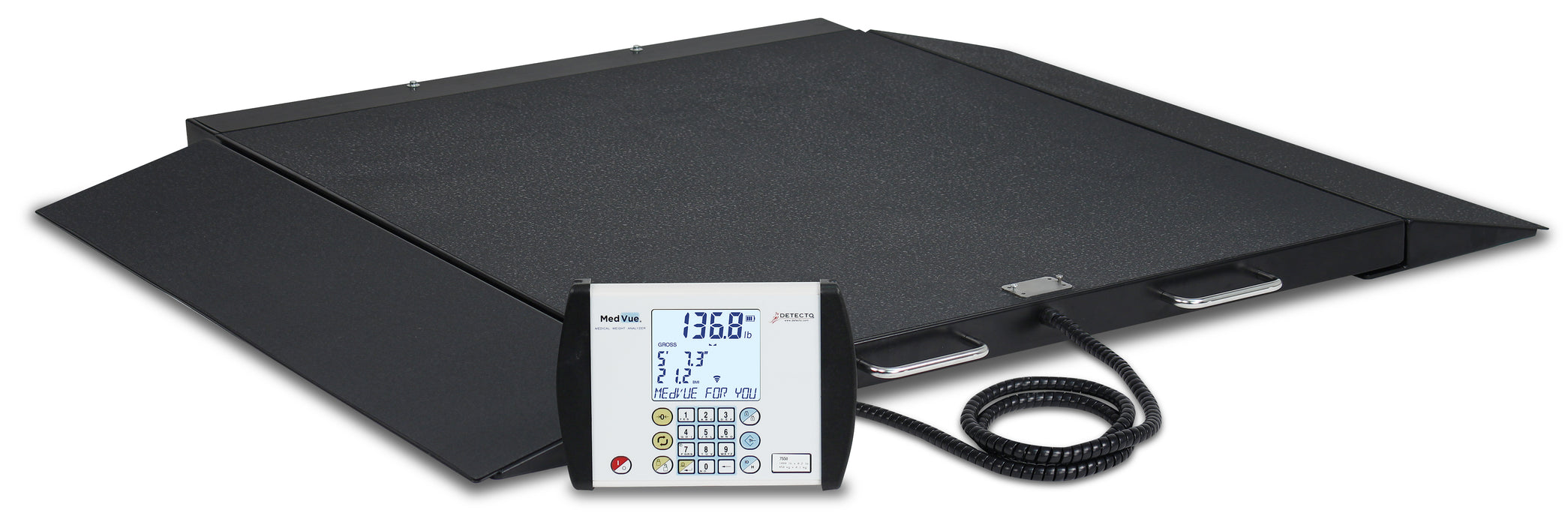 Detecto 6500-C-AC Digital Wheelchair Scale, Portable, 1000 lb x .2 lb / 450 kg x .1 kg, BT/WiFi, AC Adapter