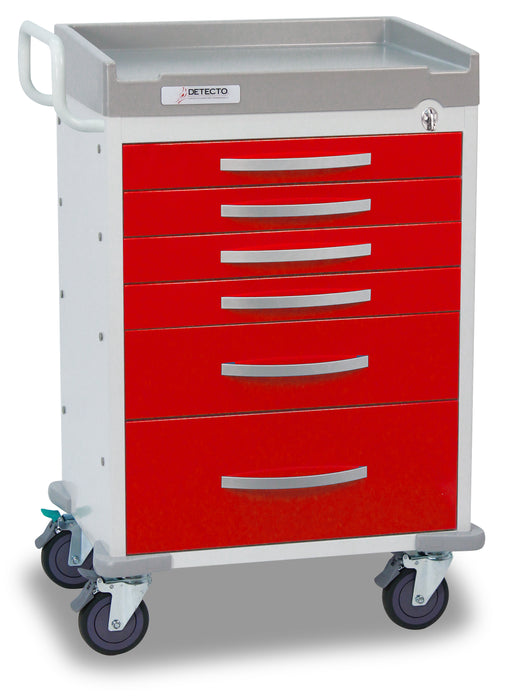 Detecto Rescue Series ER Medical Cart, 6 Red Drawers