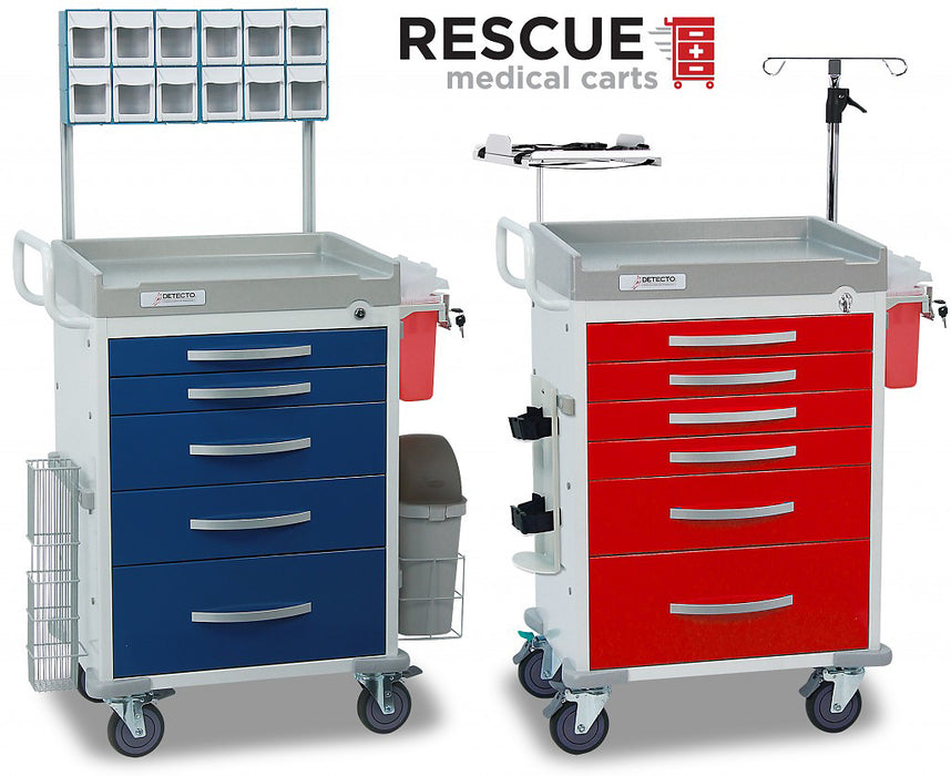 Detecto Rescue Series ER Medical Cart, 6 Red Drawers