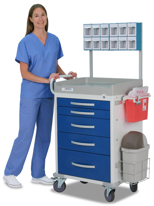 Detecto Rescue Series Anesthesiology Medical Cart, 5 Blue Drawers