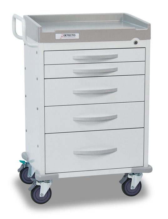 Detecto Rescue Series General Purpose Medical Cart, 5 White Drawers