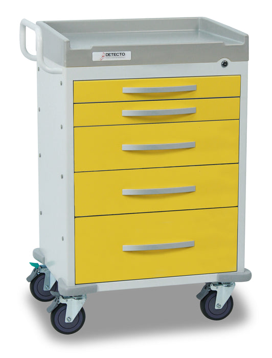 Detecto Rescue Series Isolation Medical Cart, 5 Yellow Drawers